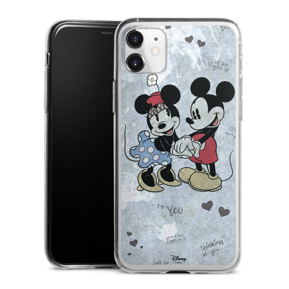 iPhone 11 Handy Slim Case extra dünn Silikon Handyhülle transparent Hülle Mickey & Minnie Mouse Vintage Disney Silikon Slim Case