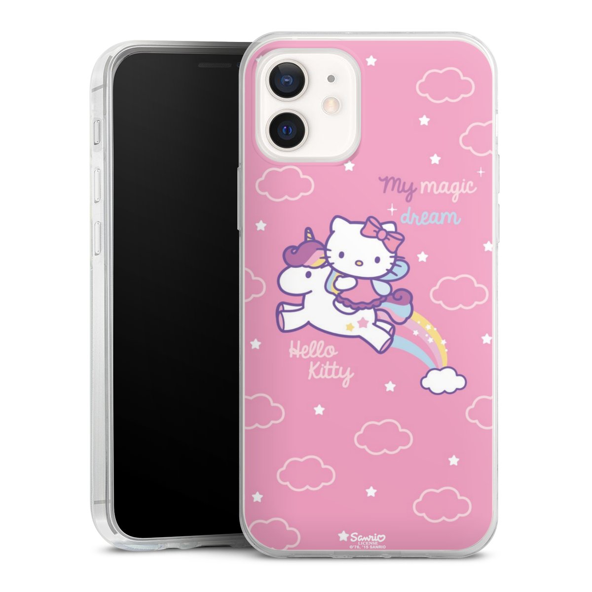 iPhone 12 Handy Slim Case extra dünn Silikon Handyhülle transparent Hülle Einhorn Official Licensed Product Hello Kitty Silikon Slim Case