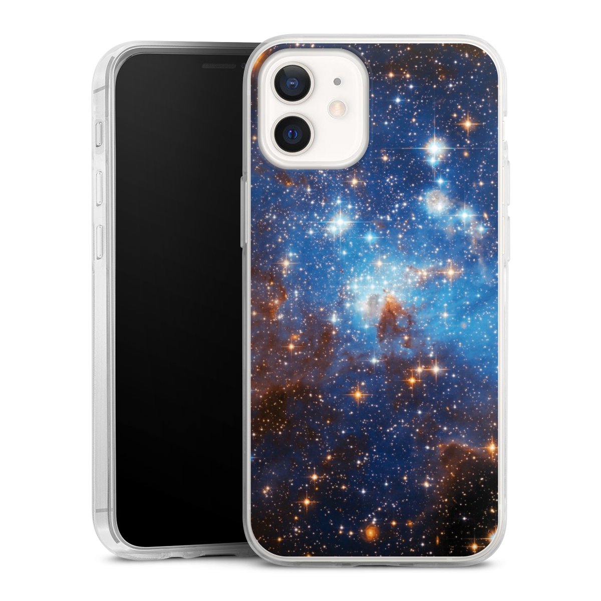 iPhone 12 mini Handy Slim Case extra dünn Silikon Handyhülle transparent Hülle Star Weltall Galaxy Silikon Slim Case