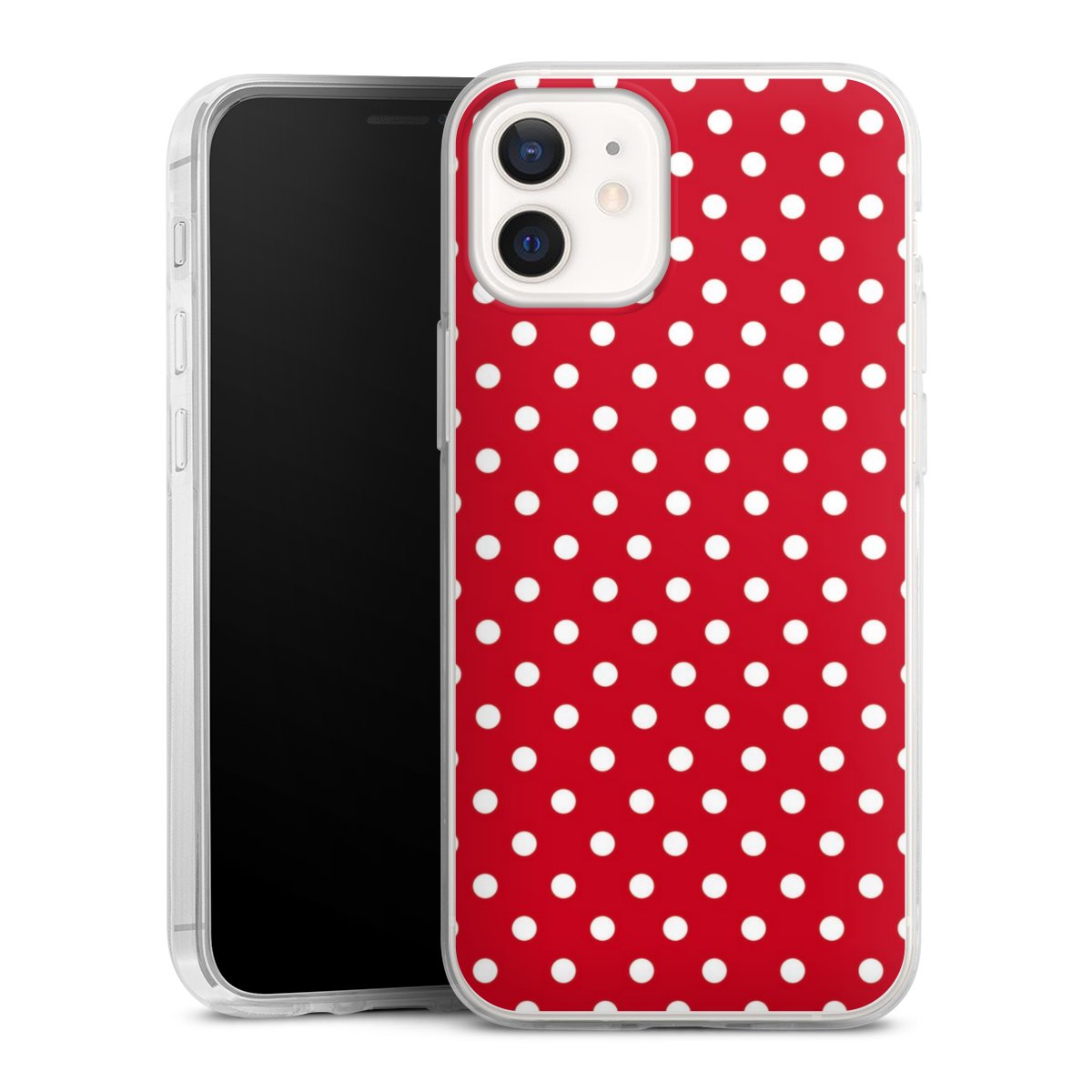 iPhone 12 mini Handy Slim Case extra dünn Silikon Handyhülle transparent Hülle Points Polka Dots Retro Silikon Slim Case