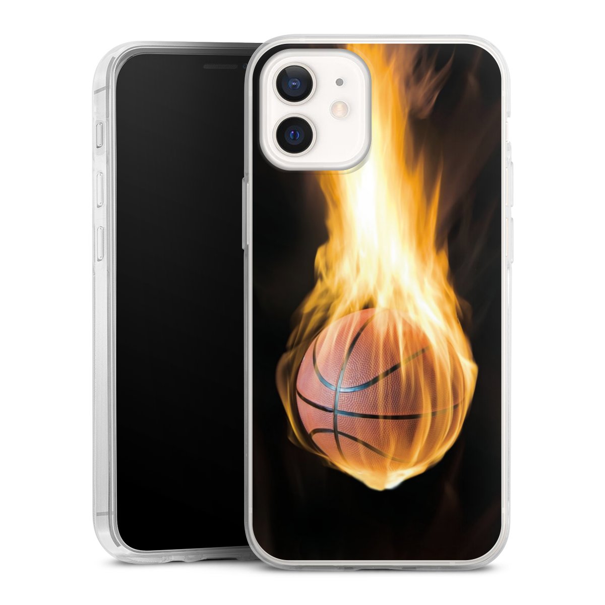 iPhone 12 mini Handy Slim Case extra dünn Silikon Handyhülle transparent Hülle Basketball Sports Fire Silikon Slim Case