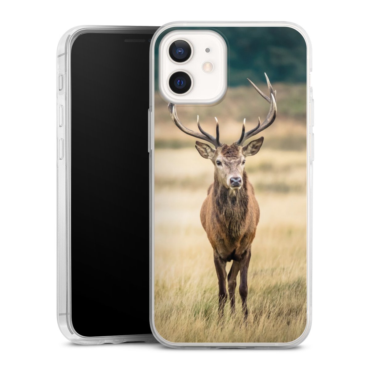 iPhone 12 mini Handy Slim Case extra dünn Silikon Handyhülle transparent Hülle Deer Meadow Forrest Silikon Slim Case