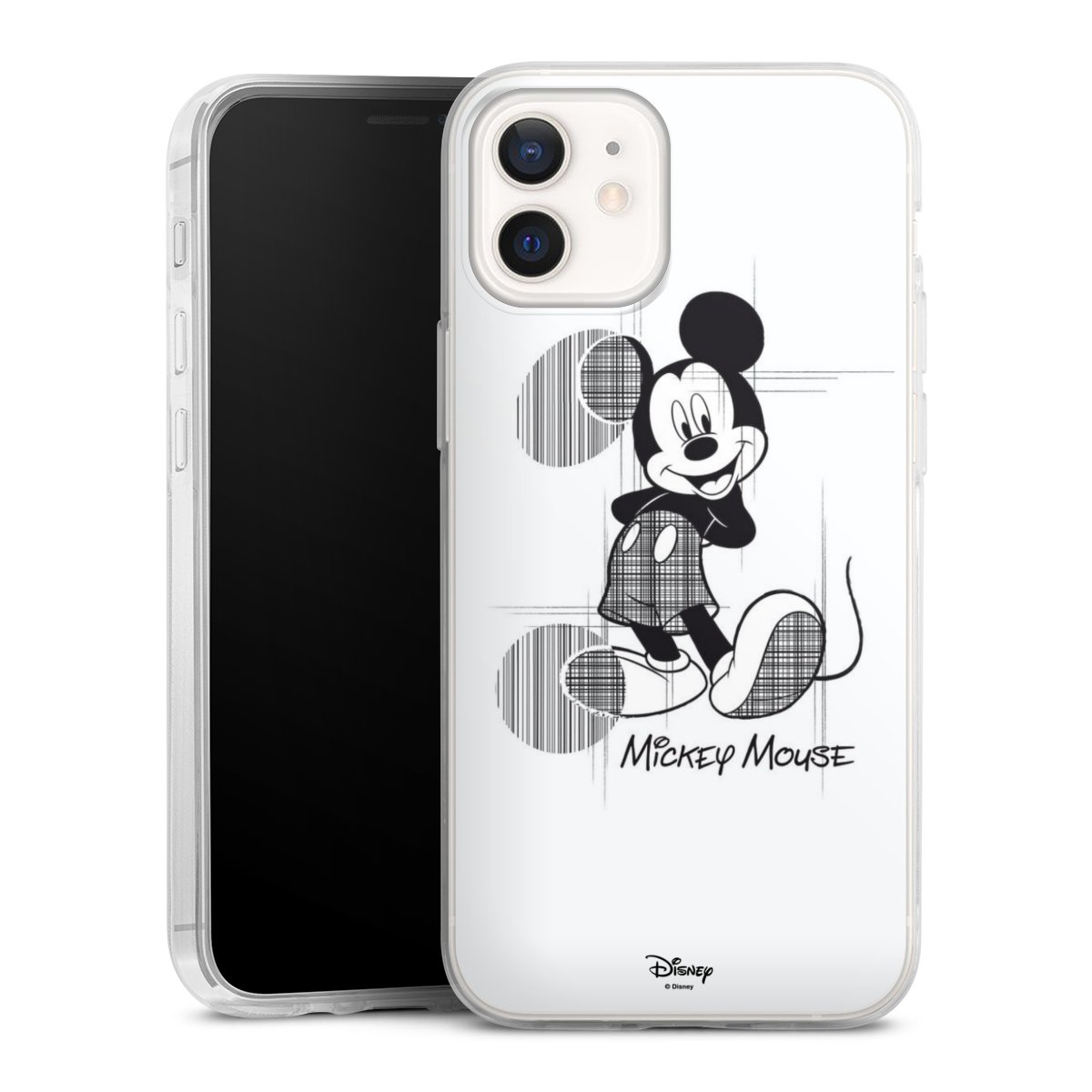 iPhone 12 mini Handy Slim Case extra dünn Silikon Handyhülle transparent Hülle Disney Official Licensed Product Mickey Mouse Silikon Slim Case