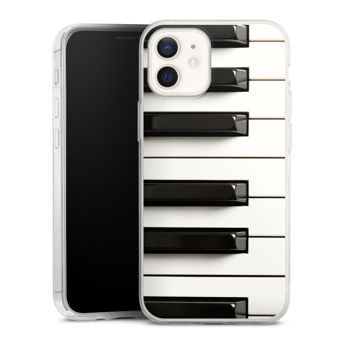 iPhone 12 mini Handy Slim Case extra dünn Silikon Handyhülle transparent Hülle Klavier Piano Music Silikon Slim Case