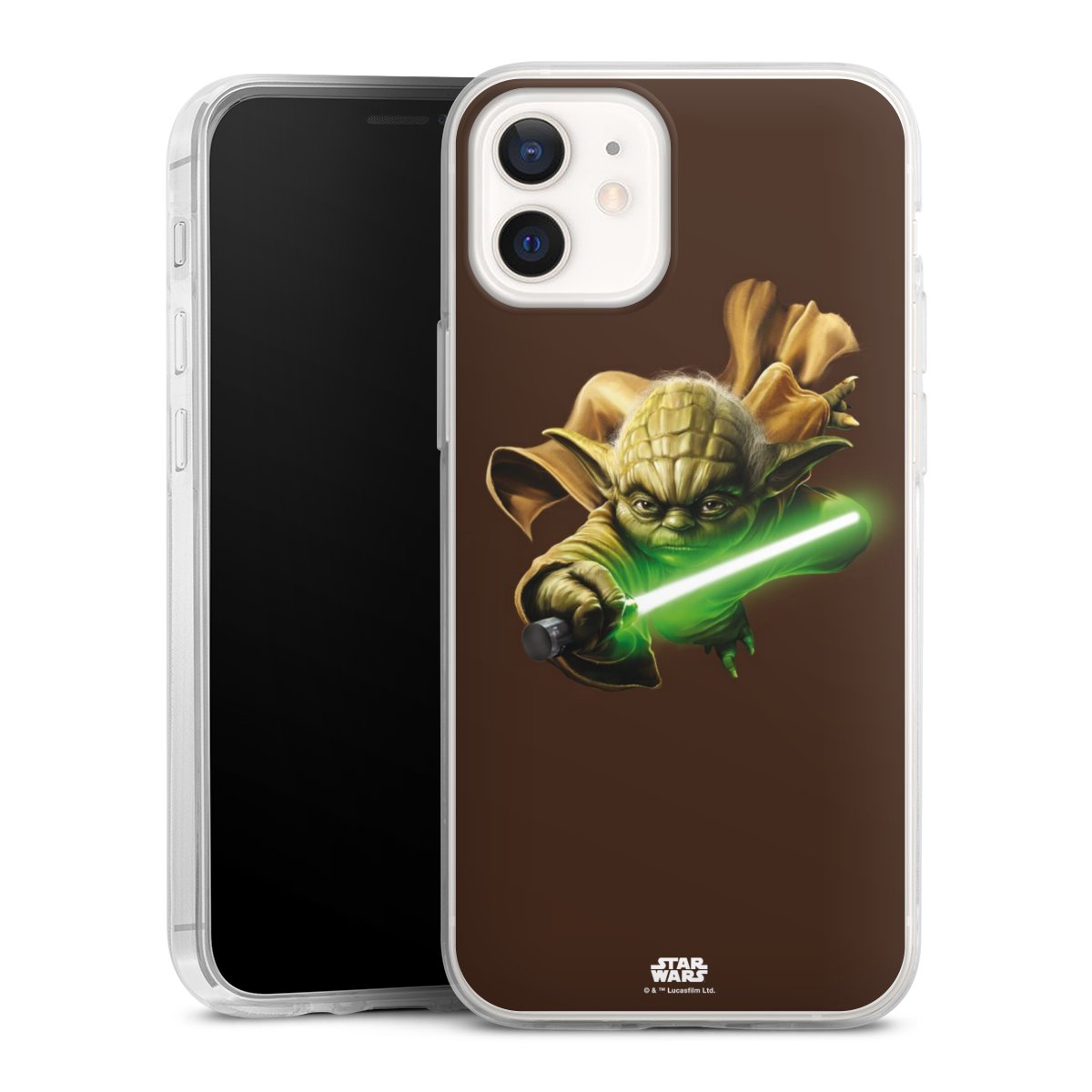 iPhone 12 mini Handy Slim Case extra dünn Silikon Handyhülle transparent Hülle Yoda Merchandise Star Wars Silikon Slim Case