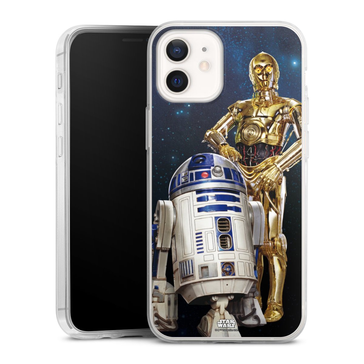 iPhone 12 mini Handy Slim Case extra dünn Silikon Handyhülle transparent Hülle Weltall Star Wars R2d2 Silikon Slim Case