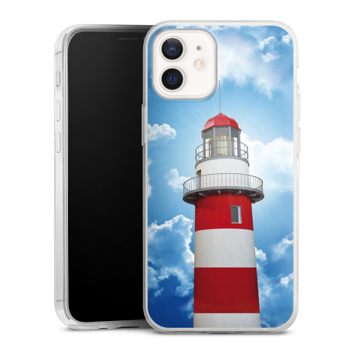 iPhone 12 mini Handy Slim Case extra dünn Silikon Handyhülle transparent Hülle Lighthouse Sky Cloud Silikon Slim Case