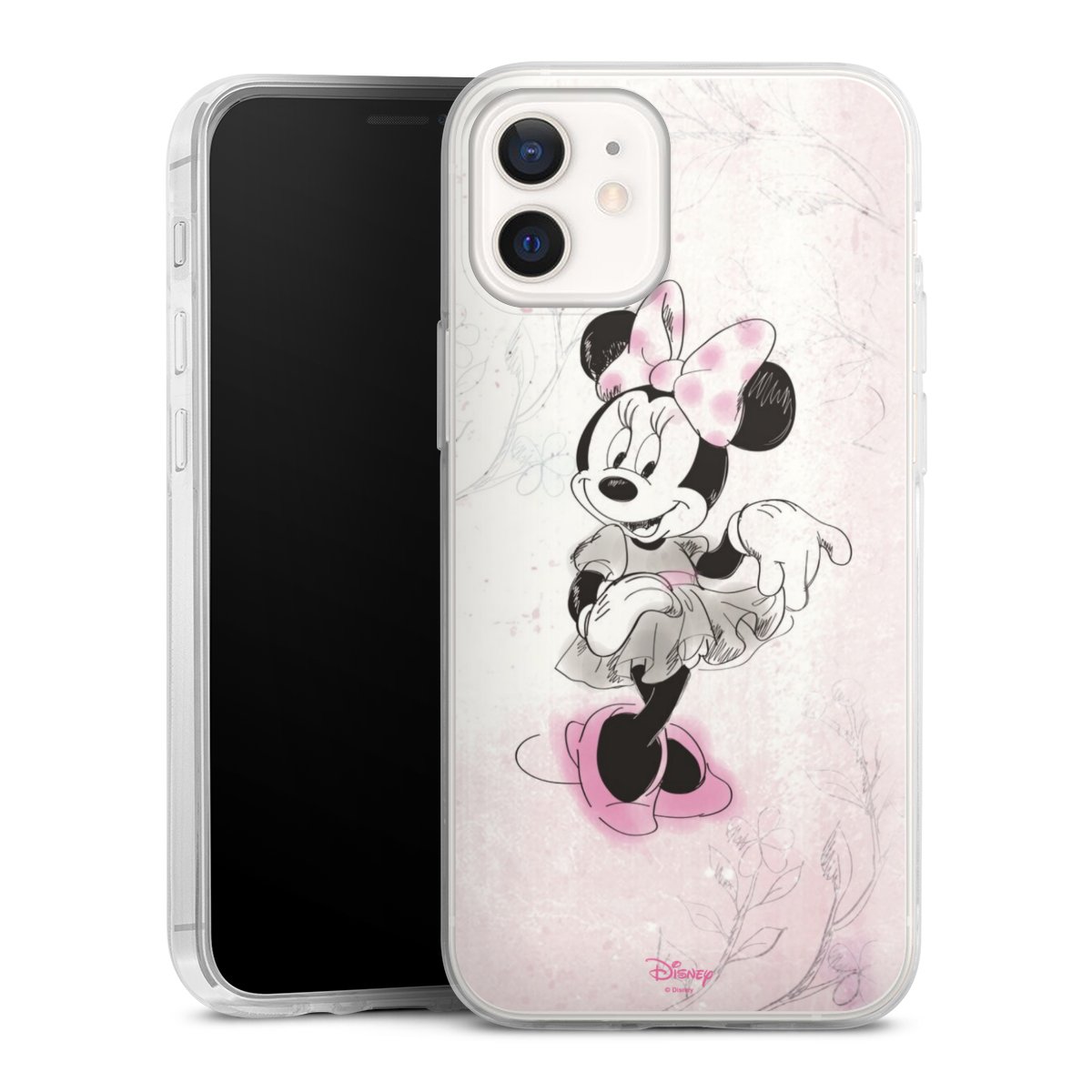 iPhone 12 mini Handy Slim Case extra dünn Silikon Handyhülle transparent Hülle Disney Minnie Mouse Vintage Silikon Slim Case