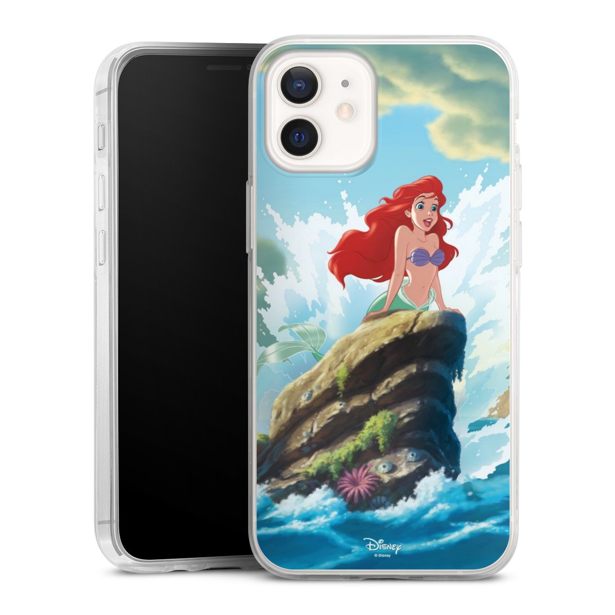 iPhone 12 mini Handy Slim Case extra dünn Silikon Handyhülle transparent Hülle Mermaid Arielle Die Meerjungfrau Official Licensed Product Silikon Slim Case