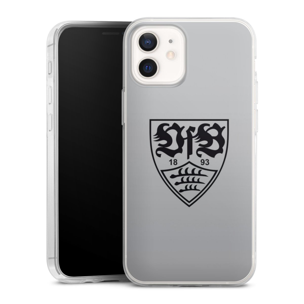 iPhone 12 mini Handy Slim Case extra dünn Silikon Handyhülle transparent Hülle Logo Vfb Stuttgart Official Licensed Product Silikon Slim Case