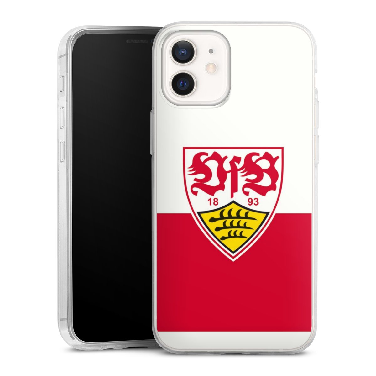 iPhone 12 mini Handy Slim Case extra dünn Silikon Handyhülle transparent Hülle Official Licensed Product Logo Vfb Stuttgart Silikon Slim Case