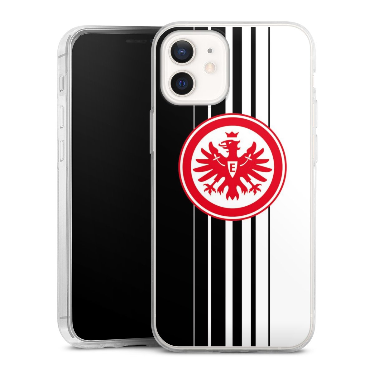 iPhone 12 mini Handy Slim Case extra dünn Silikon Handyhülle transparent Hülle Stripes Eintracht Frankfurt Official Licensed Product Silikon Slim Case