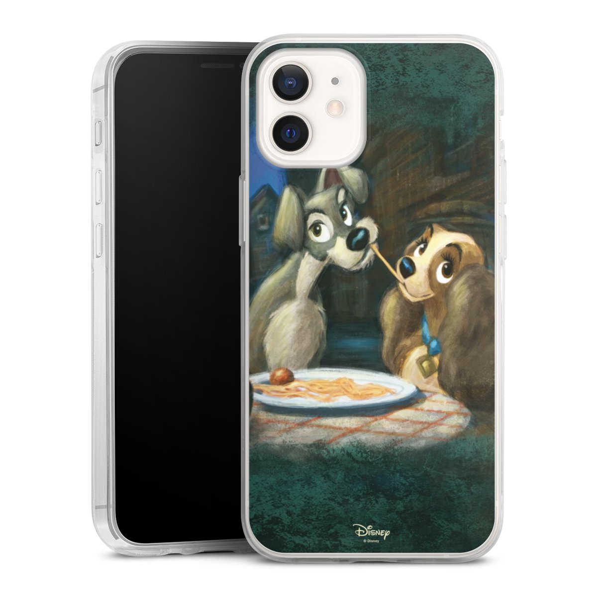 iPhone 12 mini Handy Slim Case extra dünn Silikon Handyhülle transparent Hülle Lady And The Tramp Official Licensed Product Disney Silikon Slim Case