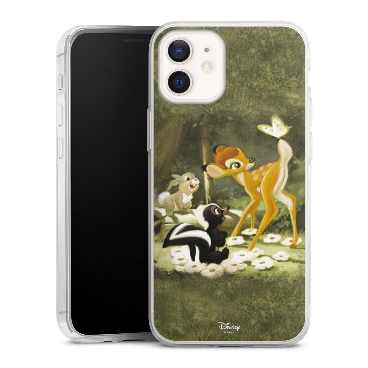 iPhone 12 mini Handy Slim Case extra dünn Silikon Handyhülle transparent Hülle Disney Official Licensed Product Bambi Silikon Slim Case