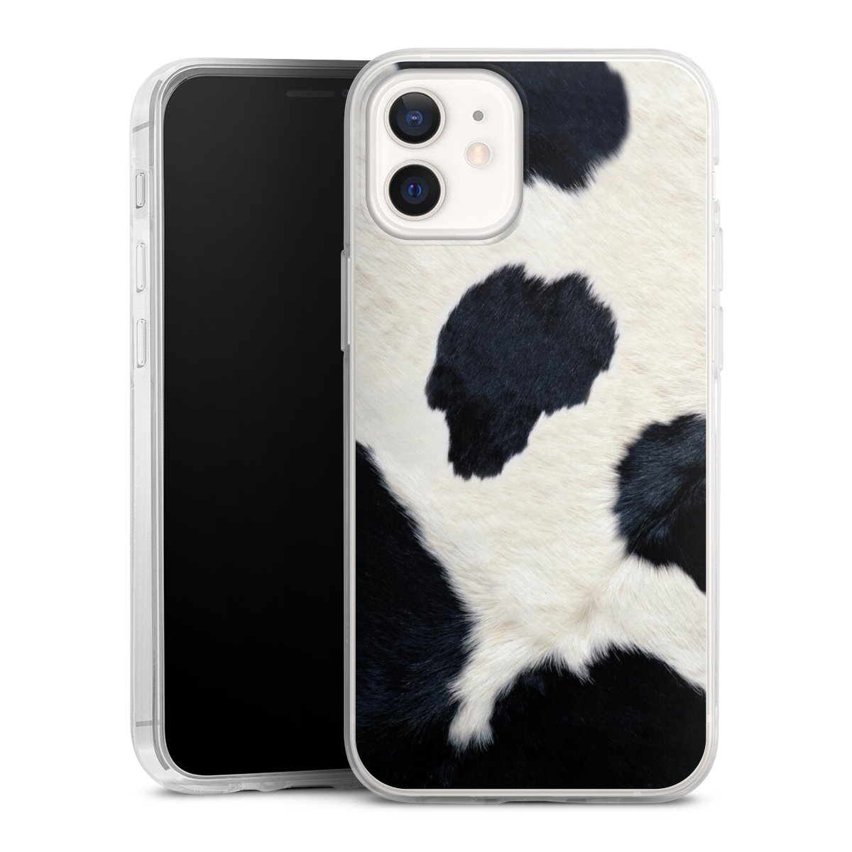 iPhone 12 mini Handy Slim Case extra dünn Silikon Handyhülle transparent Hülle Animal Look Animal Print Cow Skin Silikon Slim Case