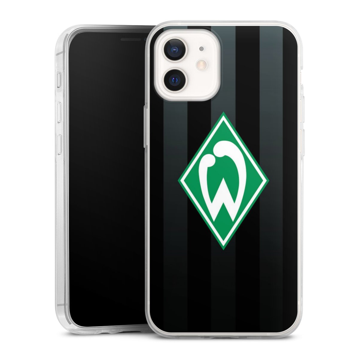 iPhone 12 mini Handy Slim Case extra dünn Silikon Handyhülle transparent Hülle Stripes Sv Werder Bremen Official Licensed Product Silikon Slim Case