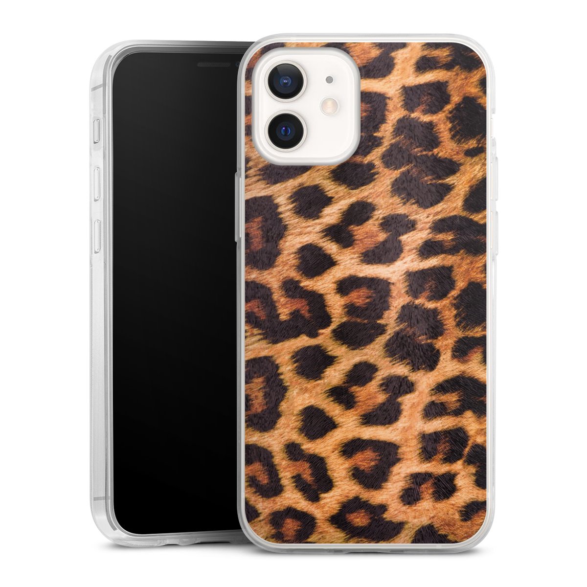 iPhone 12 mini Handy Slim Case extra dünn Silikon Handyhülle transparent Hülle Animal Print Leopard Fur Silikon Slim Case