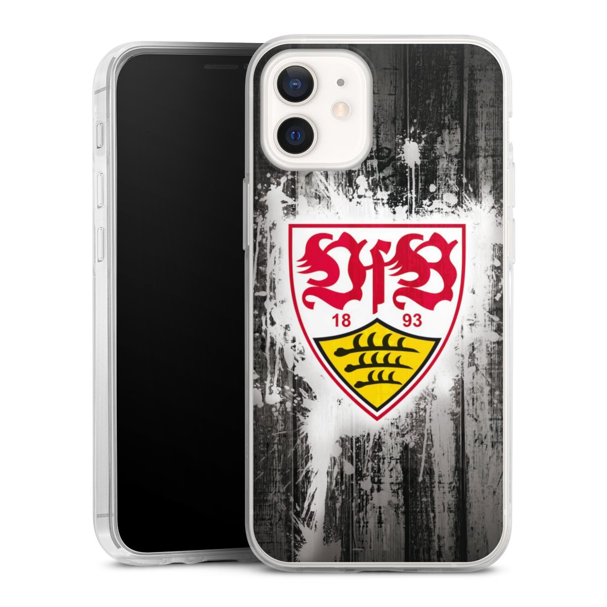 iPhone 12 mini Handy Slim Case extra dünn Silikon Handyhülle transparent Hülle Vfb Stuttgart Official Licensed Product Silikon Slim Case