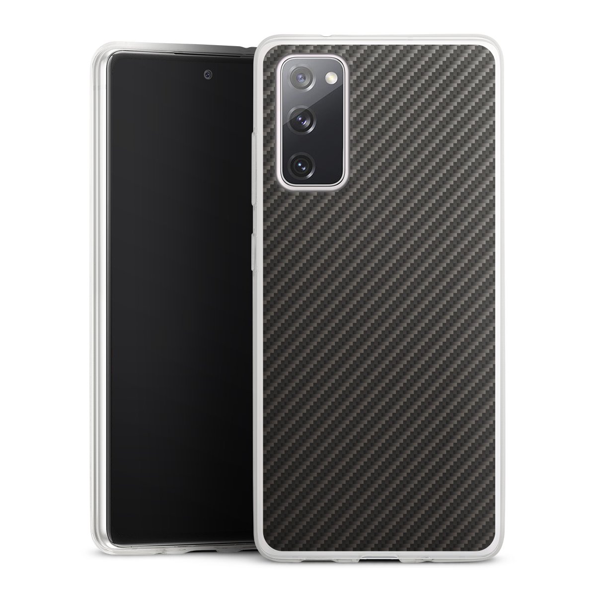 Galaxy S20 FE Handy Slim Case extra dünn Silikon Handyhülle transparent Hülle Metallic Look Carbon Muster Silikon Slim Case