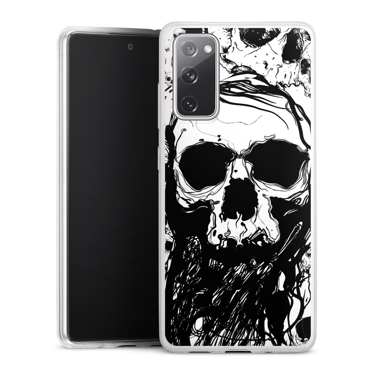 Galaxy S20 FE Handy Slim Case extra dünn Silikon Handyhülle transparent Hülle Totenkopf Halloween Silikon Slim Case