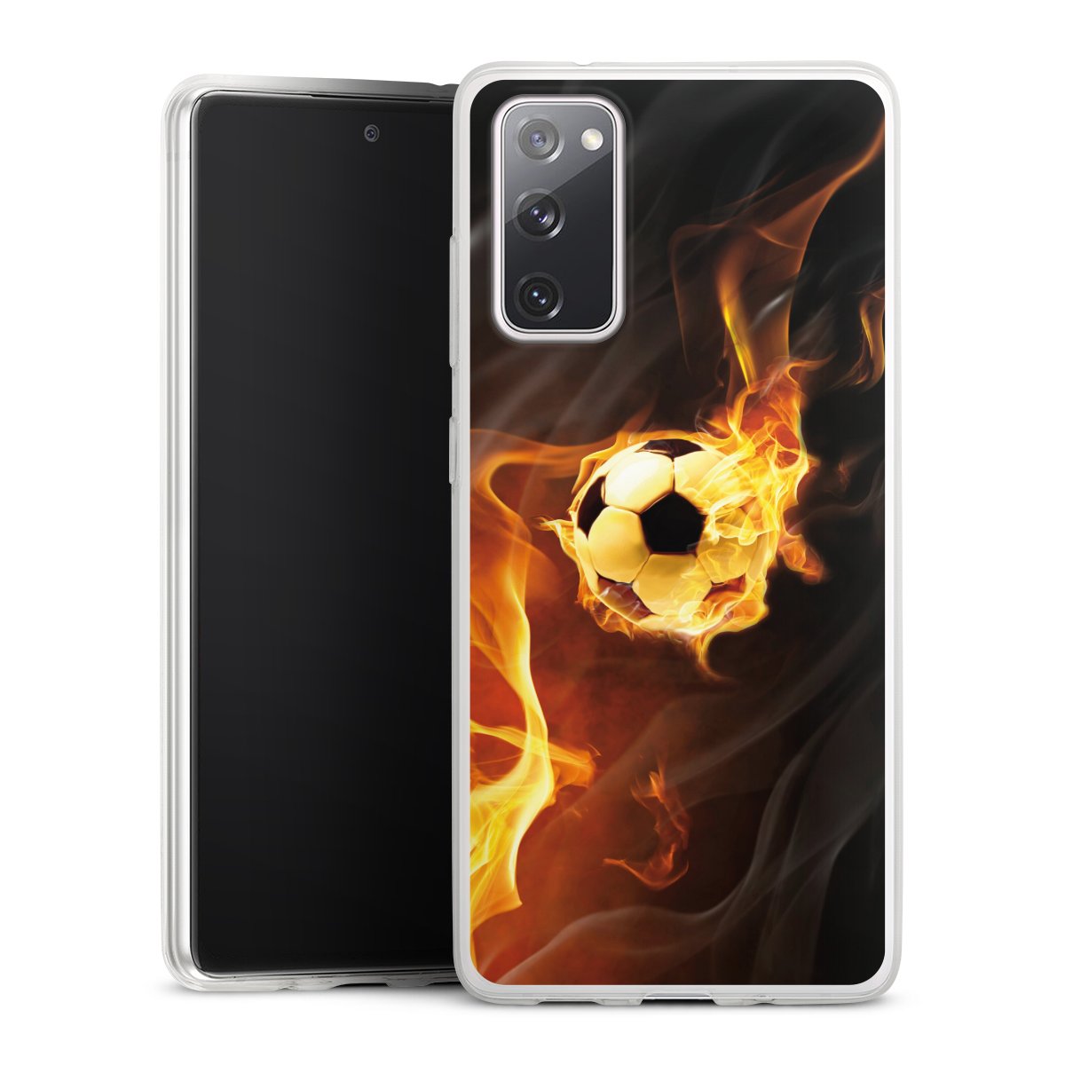 Galaxy S20 FE Handy Slim Case extra dünn Silikon Handyhülle transparent Hülle Ball Fire Soccer Silikon Slim Case