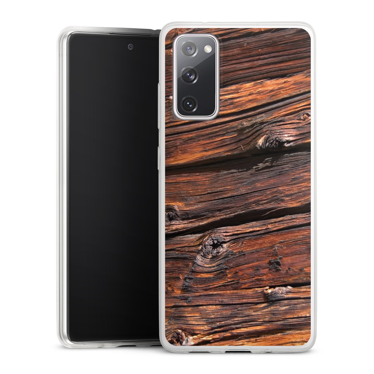 Galaxy S20 FE Handy Slim Case extra dünn Silikon Handyhülle transparent Hülle Beams Wooden Look Wood Silikon Slim Case