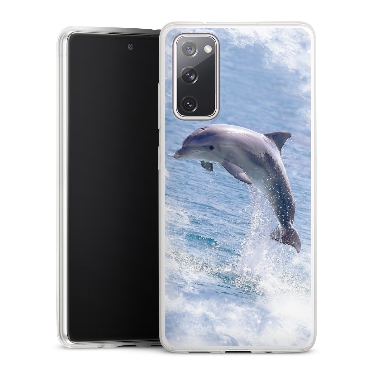 Galaxy S20 FE Handy Slim Case extra dünn Silikon Handyhülle transparent Hülle Dolphin Ocean Wale Silikon Slim Case