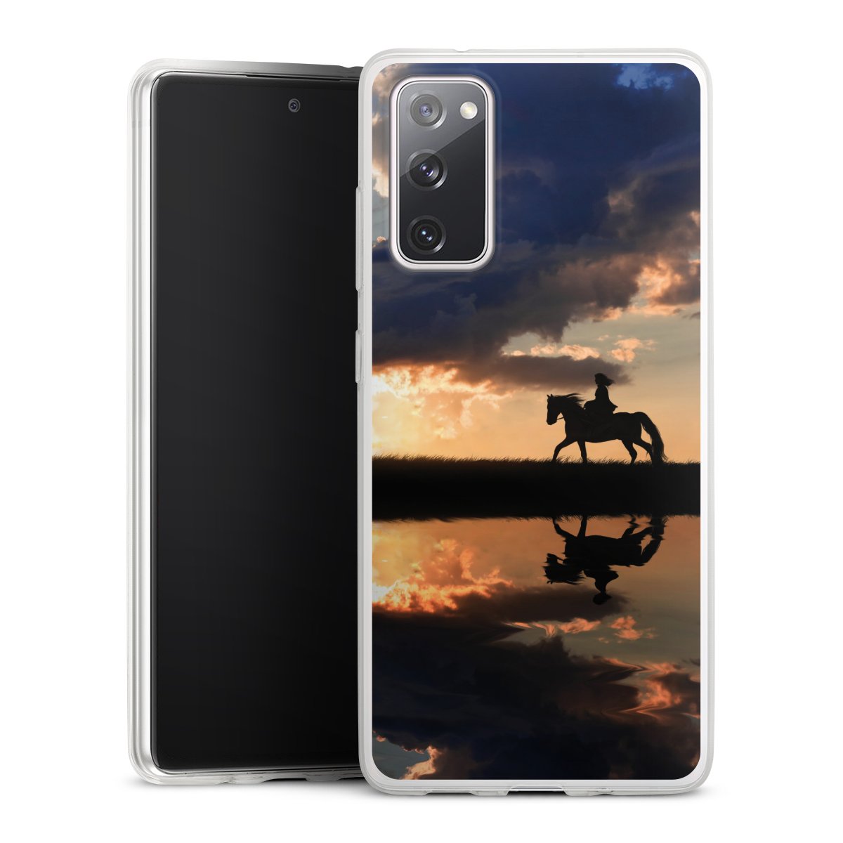 Galaxy S20 FE Handy Slim Case extra dünn Silikon Handyhülle transparent Hülle Horse Sunset Horseback Riding Silikon Slim Case