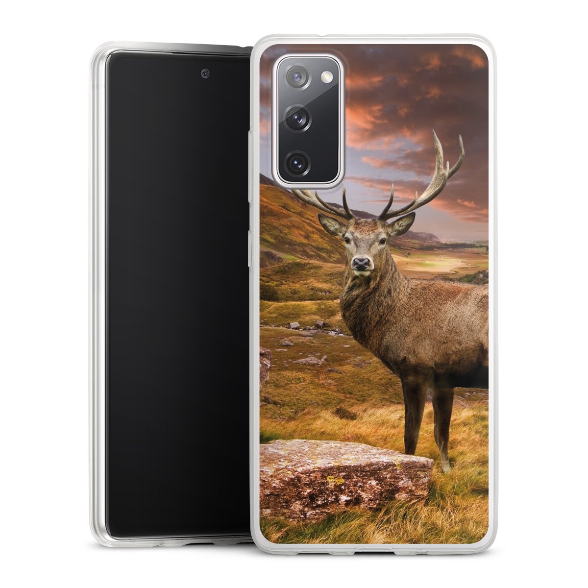 Galaxy S20 FE Handy Slim Case extra dünn Silikon Handyhülle transparent Hülle Meadow Mountain Deer Silikon Slim Case