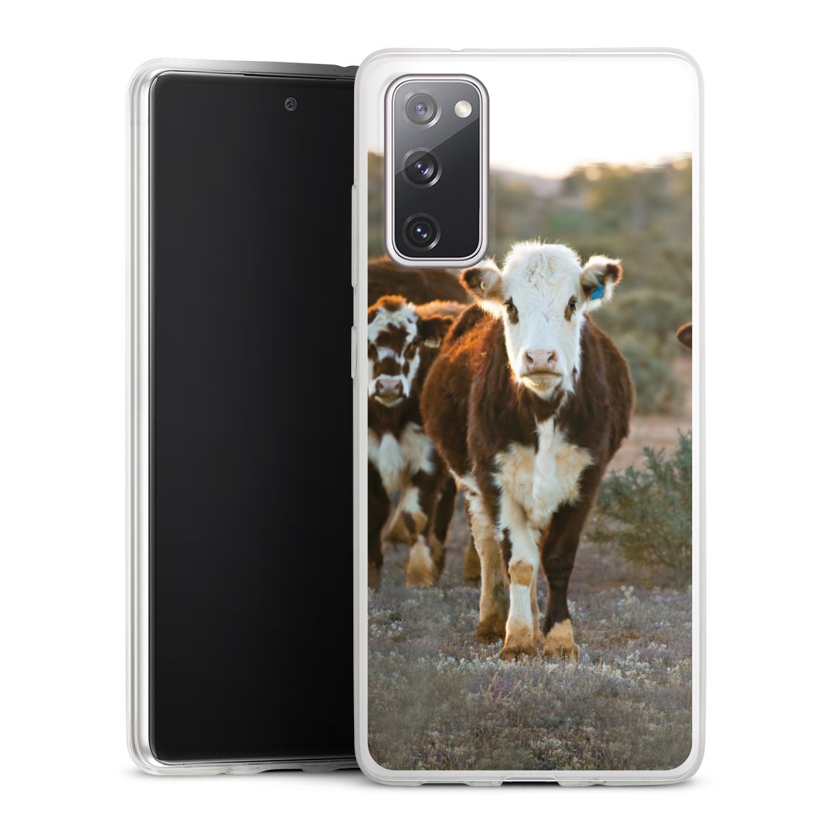 Galaxy S20 FE Handy Slim Case extra dünn Silikon Handyhülle transparent Hülle Cow Farmer Calf Silikon Slim Case