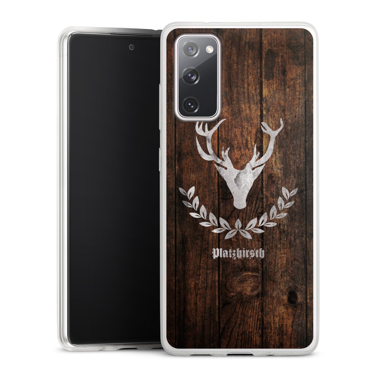 Galaxy S20 FE Handy Slim Case extra dünn Silikon Handyhülle transparent Hülle Deer Wood Wooden Look Silikon Slim Case