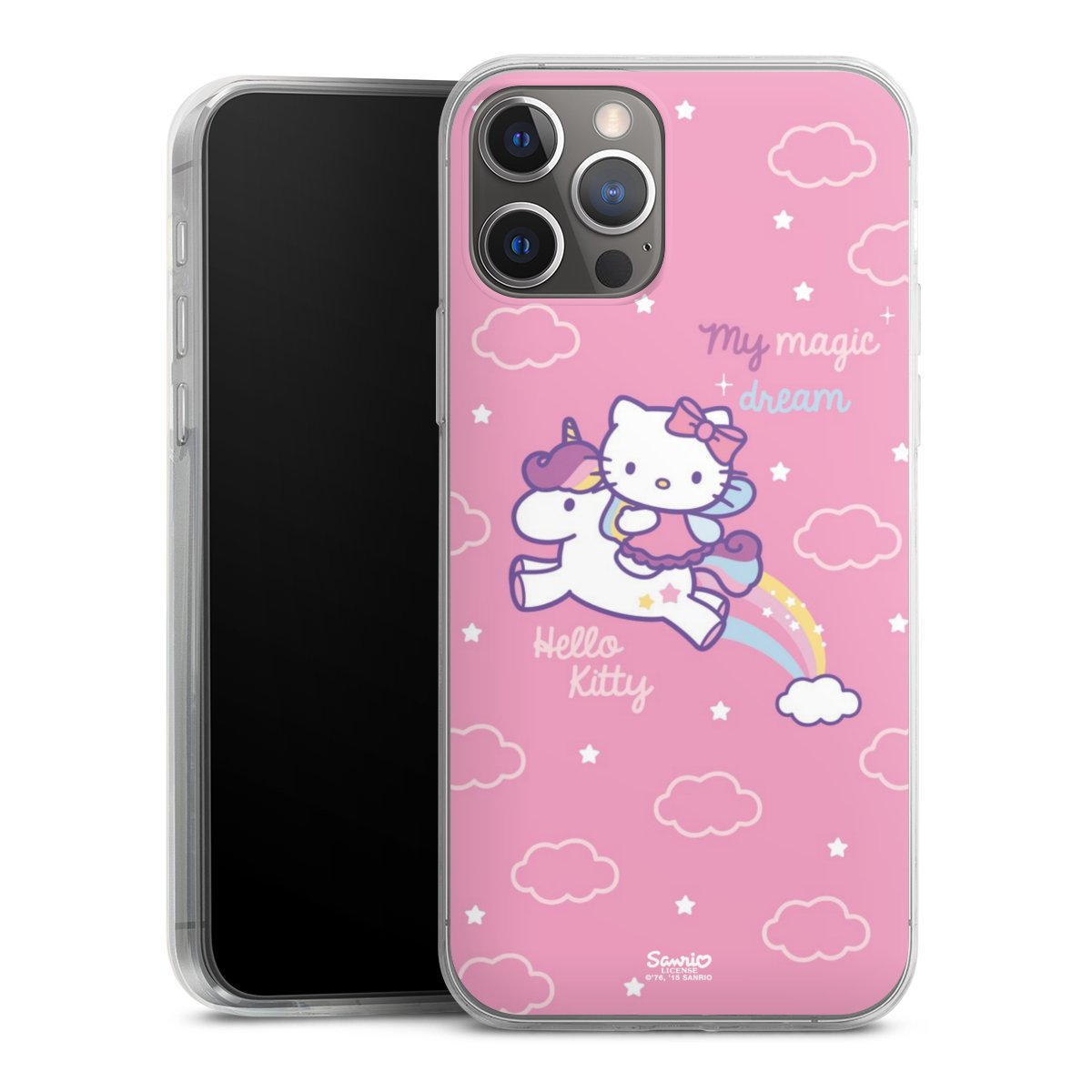 iPhone 12 Pro Handy Slim Case extra dünn Silikon Handyhülle transparent Hülle Einhorn Official Licensed Product Hello Kitty Silikon Slim Case