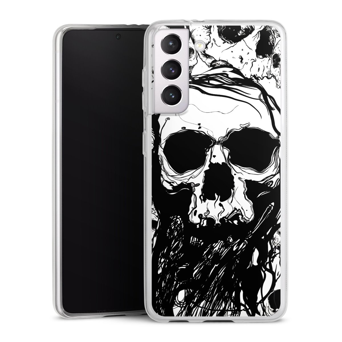 Galaxy S21 5G Handy Slim Case extra dünn Silikon Handyhülle transparent Hülle Totenkopf Halloween Silikon Slim Case