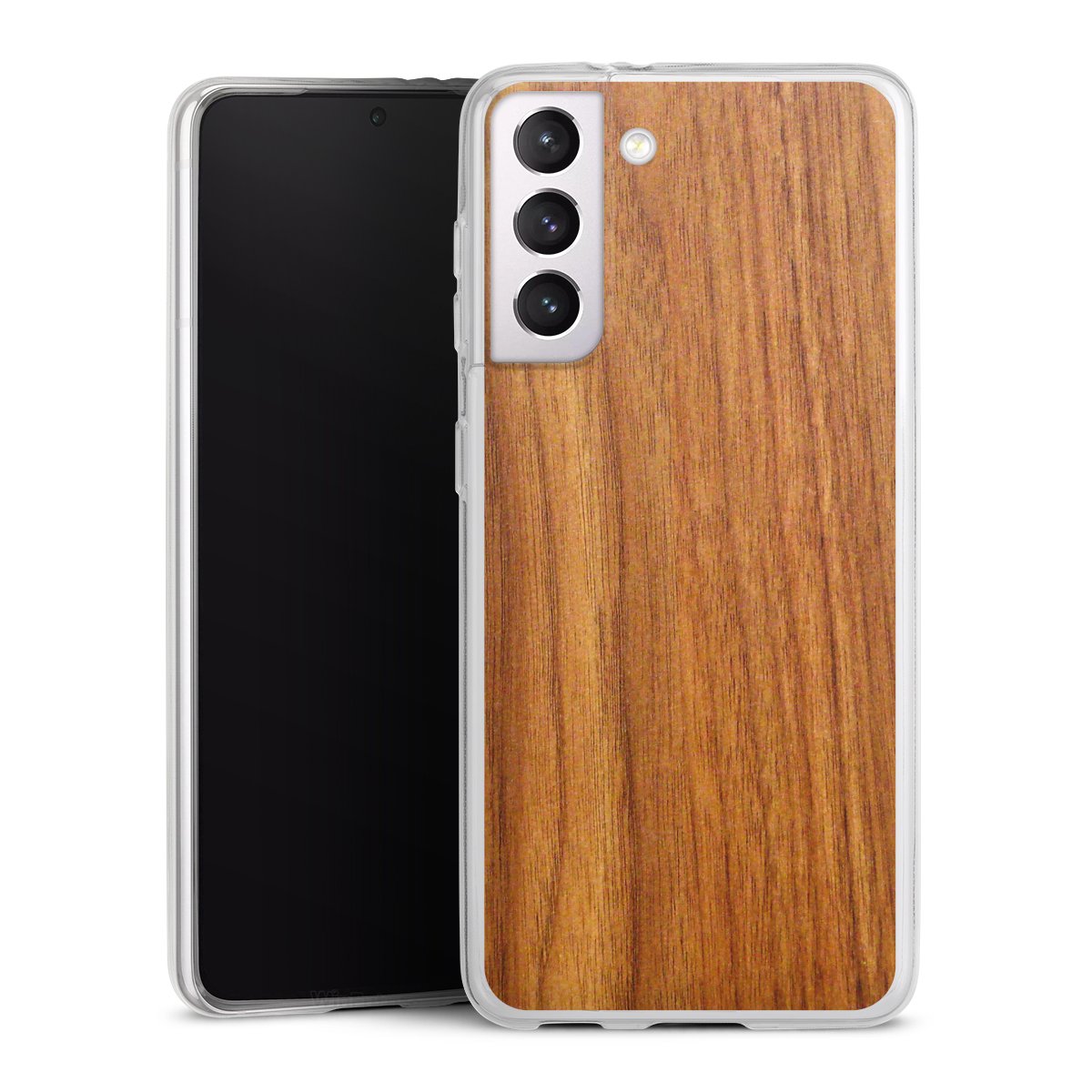 Galaxy S21 5G Handy Slim Case extra dünn Silikon Handyhülle transparent Hülle Wood Larch Wooden Look Silikon Slim Case