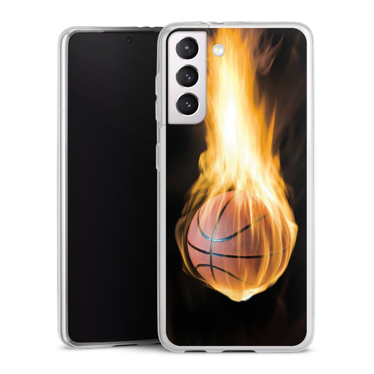 Galaxy S21 5G Handy Slim Case extra dünn Silikon Handyhülle transparent Hülle Basketball Sports Fire Silikon Slim Case