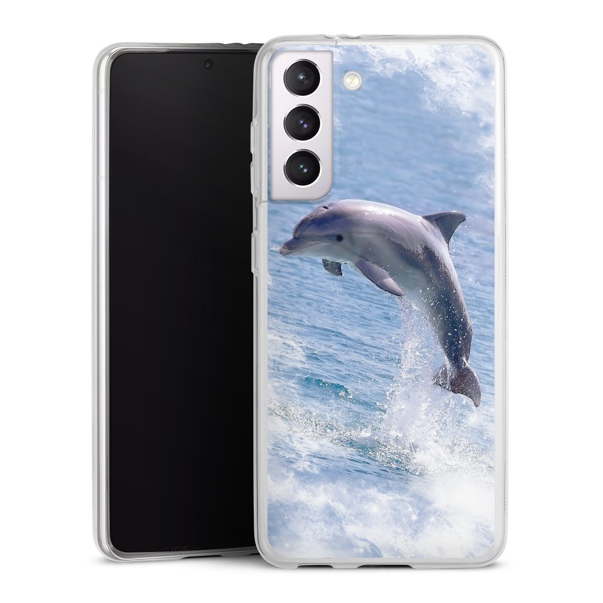 Galaxy S21 5G Handy Slim Case extra dünn Silikon Handyhülle transparent Hülle Dolphin Ocean Wale Silikon Slim Case