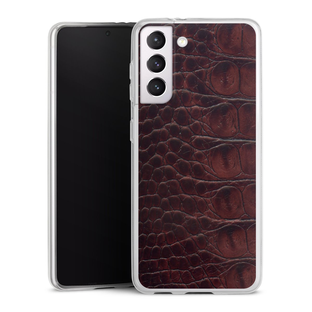 Galaxy S21 5G Handy Slim Case extra dünn Silikon Handyhülle transparent Hülle Crocodile Animal Print Leather Silikon Slim Case