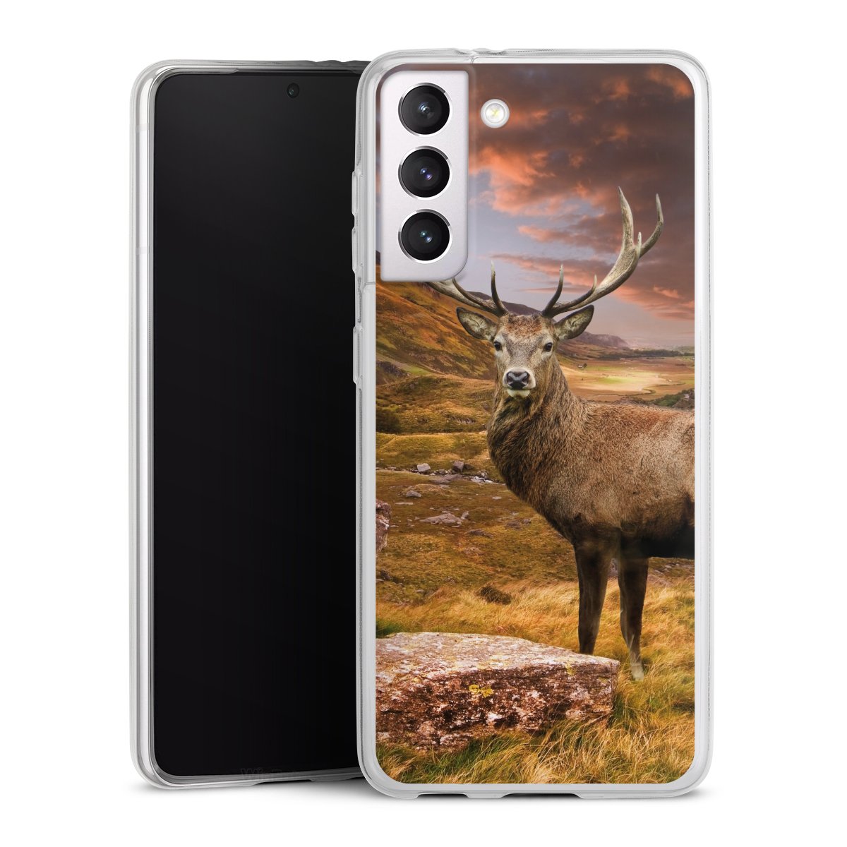 Galaxy S21 5G Handy Slim Case extra dünn Silikon Handyhülle transparent Hülle Meadow Mountain Deer Silikon Slim Case