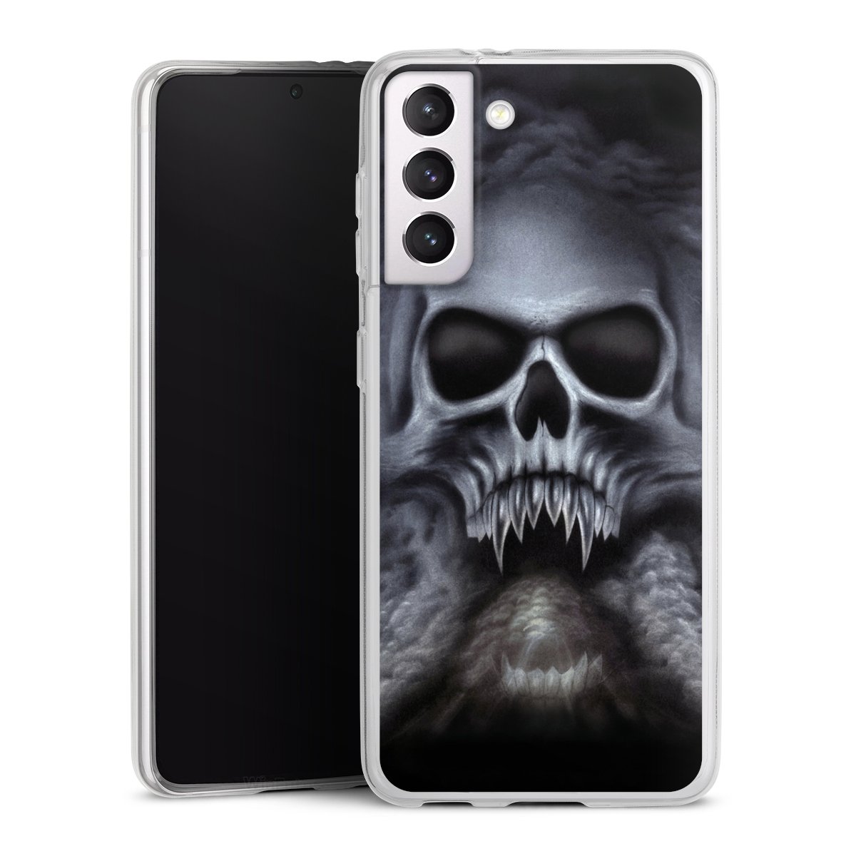 Galaxy S21 5G Handy Slim Case extra dünn Silikon Handyhülle transparent Hülle Totenkopf Skull Silikon Slim Case