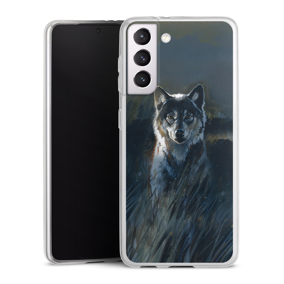 Galaxy S21 5G Handy Slim Case extra dünn Silikon Handyhülle transparent Hülle Nature Wolf Painting Silikon Slim Case