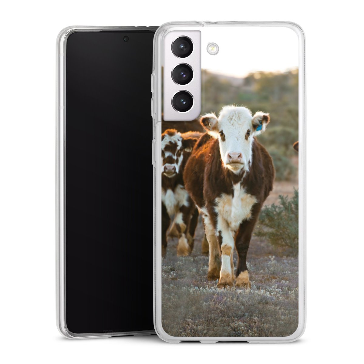 Galaxy S21 5G Handy Slim Case extra dünn Silikon Handyhülle transparent Hülle Cow Farmer Calf Silikon Slim Case