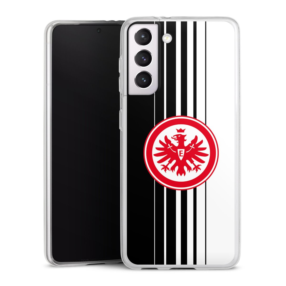 Galaxy S21 5G Handy Slim Case extra dünn Silikon Handyhülle transparent Hülle Stripes Eintracht Frankfurt Official Licensed Product Silikon Slim Case