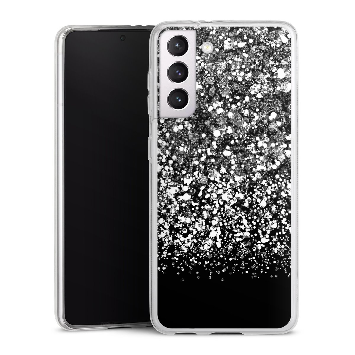 Galaxy S21 5G Handy Slim Case extra dünn Silikon Handyhülle transparent Hülle Glitzer Snowflake Muster Silikon Slim Case