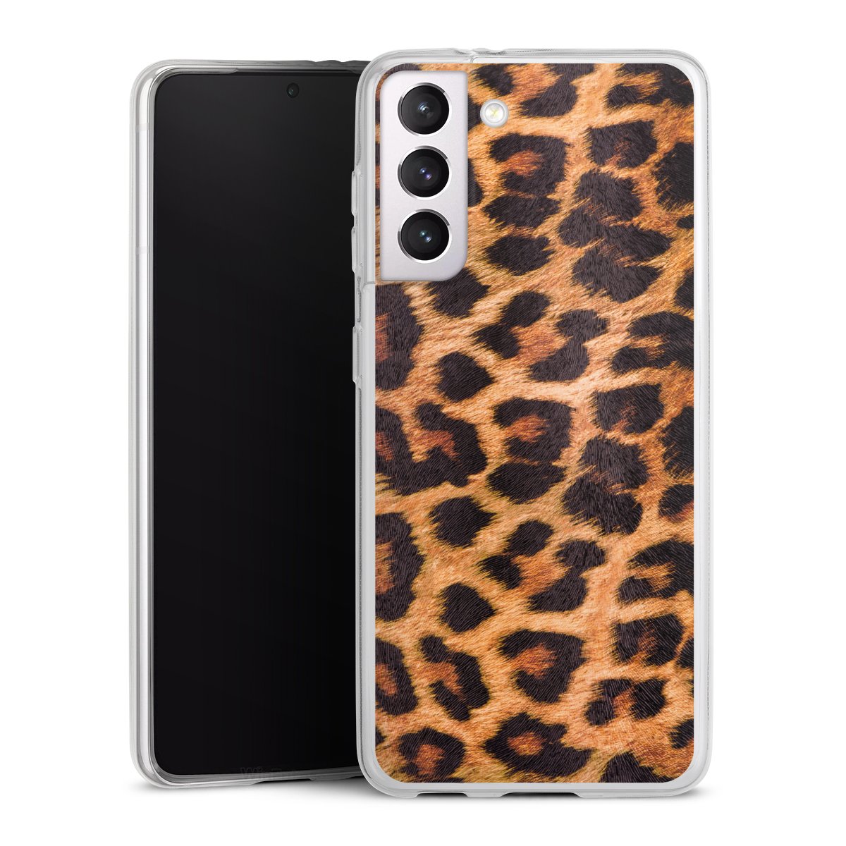 Galaxy S21 5G Handy Slim Case extra dünn Silikon Handyhülle transparent Hülle Animal Print Leopard Fur Silikon Slim Case