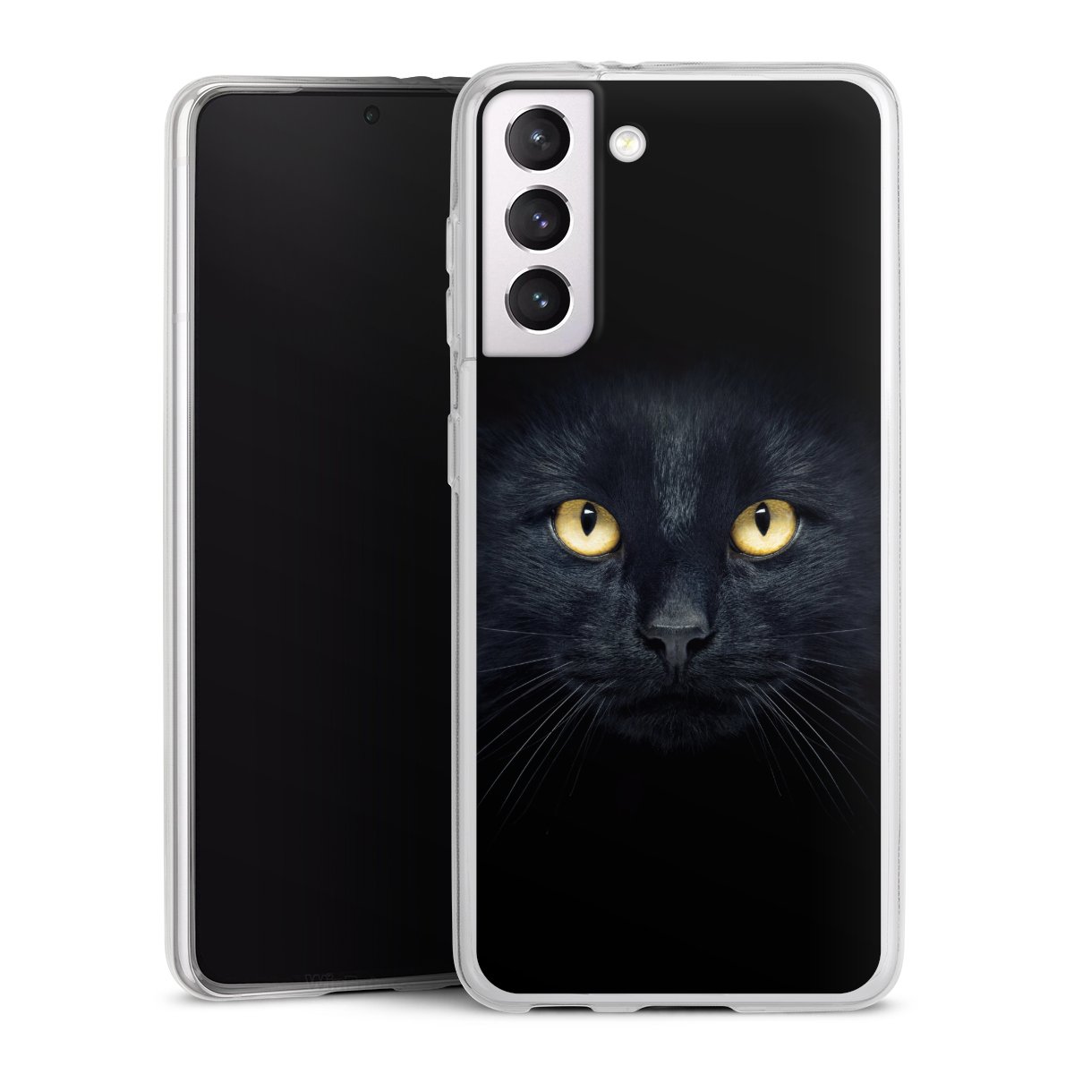 Galaxy S21 5G Handy Slim Case extra dünn Silikon Handyhülle transparent Hülle Eye Cat Black Silikon Slim Case