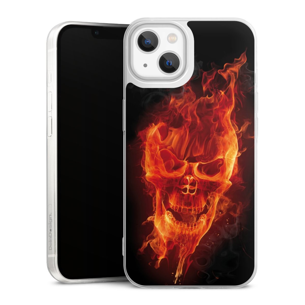 iPhone 13 Handy Slim Case extra dünn Silikon Handyhülle transparent Hülle Totenkopf Skull Fire Silikon Slim Case