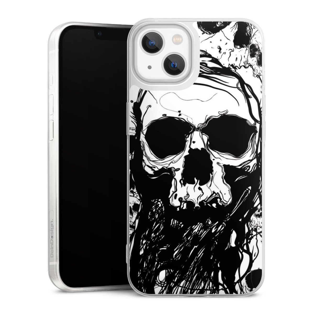 iPhone 13 Handy Slim Case extra dünn Silikon Handyhülle transparent Hülle Totenkopf Halloween Silikon Slim Case