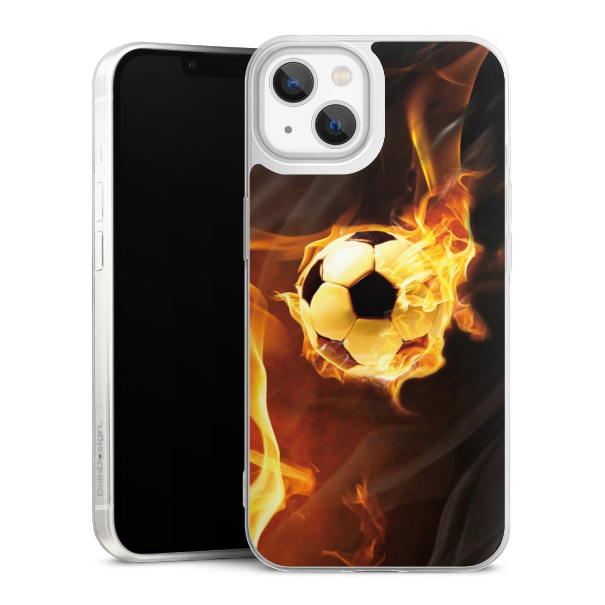 iPhone 13 Handy Slim Case extra dünn Silikon Handyhülle transparent Hülle Ball Fire Soccer Silikon Slim Case