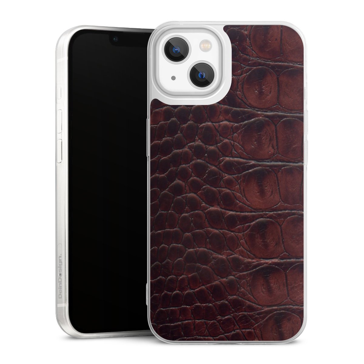 iPhone 13 Handy Slim Case extra dünn Silikon Handyhülle transparent Hülle Crocodile Animal Print Leather Silikon Slim Case