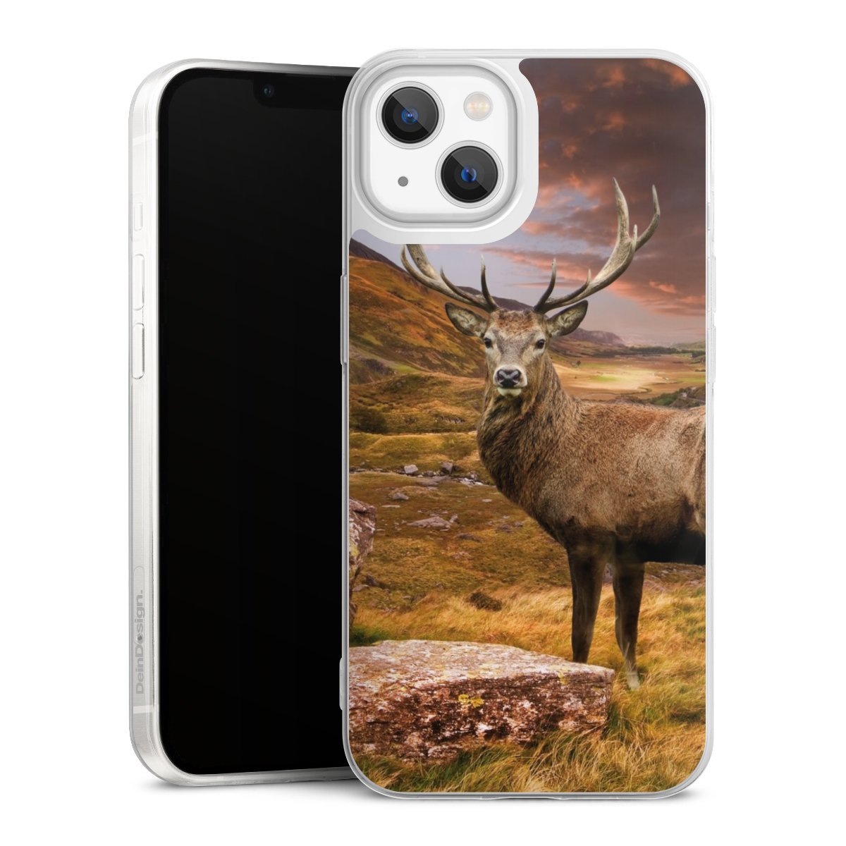 iPhone 13 Handy Slim Case extra dünn Silikon Handyhülle transparent Hülle Meadow Mountain Deer Silikon Slim Case